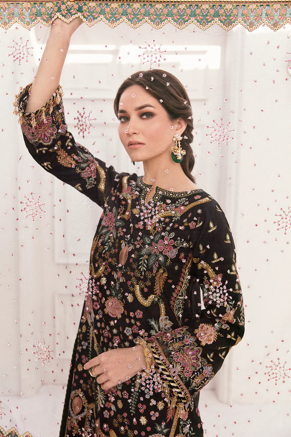 03-Piece Net Suit With Embroidery | Ready To Wear