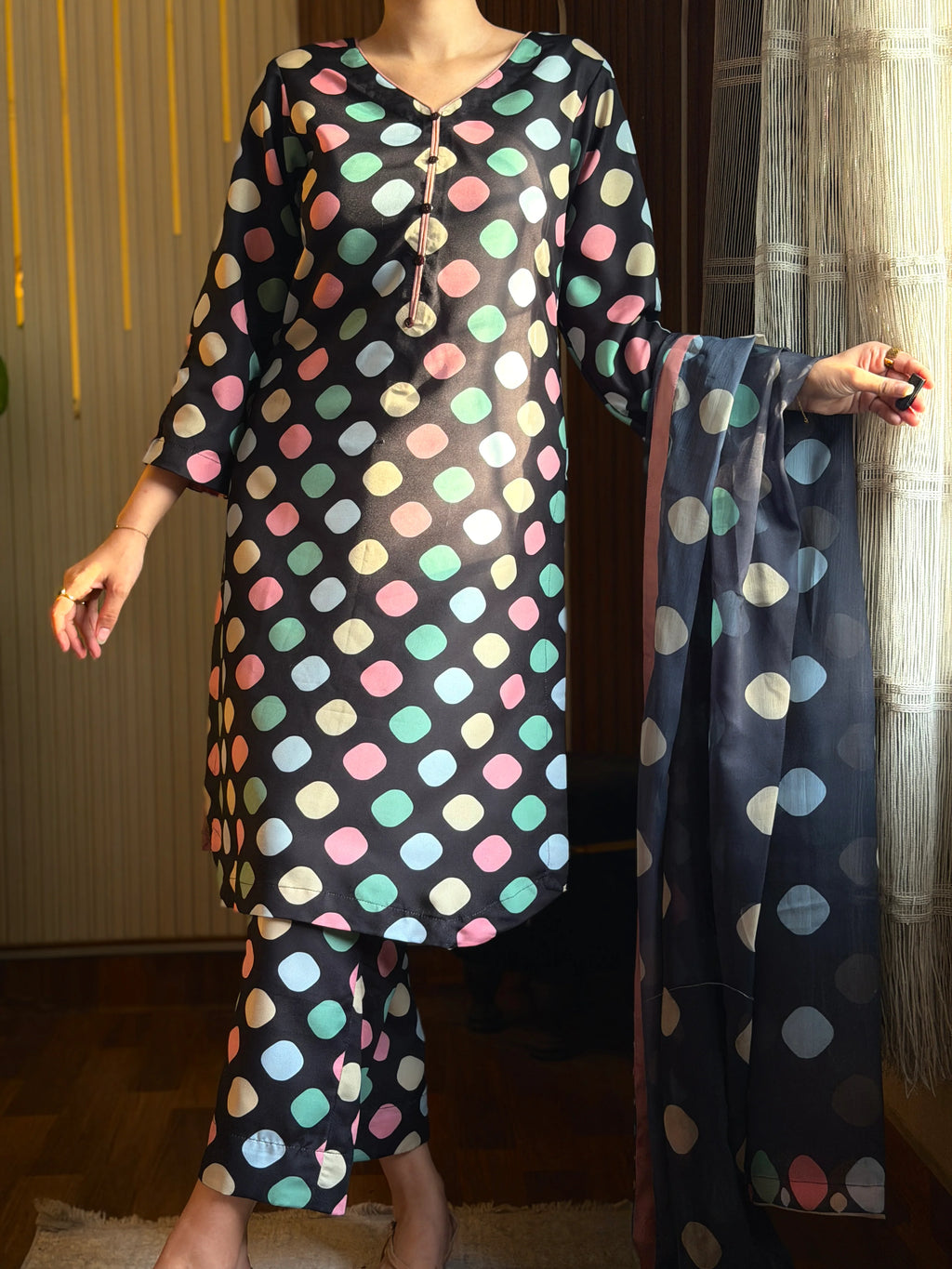 03-Piece Printed Silk Suit | Ready To Wear