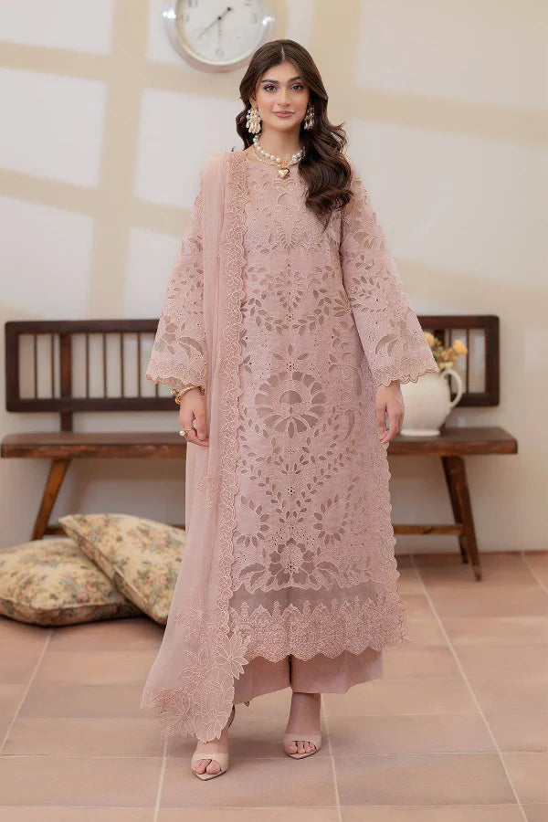 03-Piece Embroidered Lawn Suit With Chiffon Dupatta | Ready To Wear