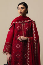 03-Piece Embroidered Lawn Suit With Chiffon Dupatta | Ready To Wear