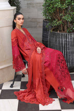 03-Piece Embroidered Lawn Suit With Silk Dupatta | Ready To Wear
