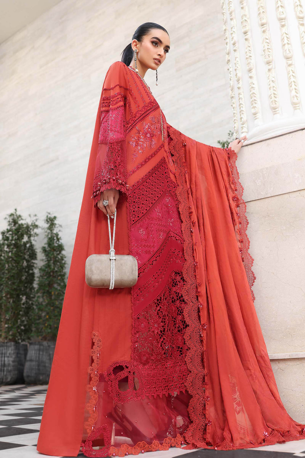 03-Piece Embroidered Lawn Suit With Silk Dupatta | Ready To Wear