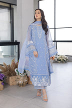 03-Piece Organza Suit With Embroidery |Ready To Wear