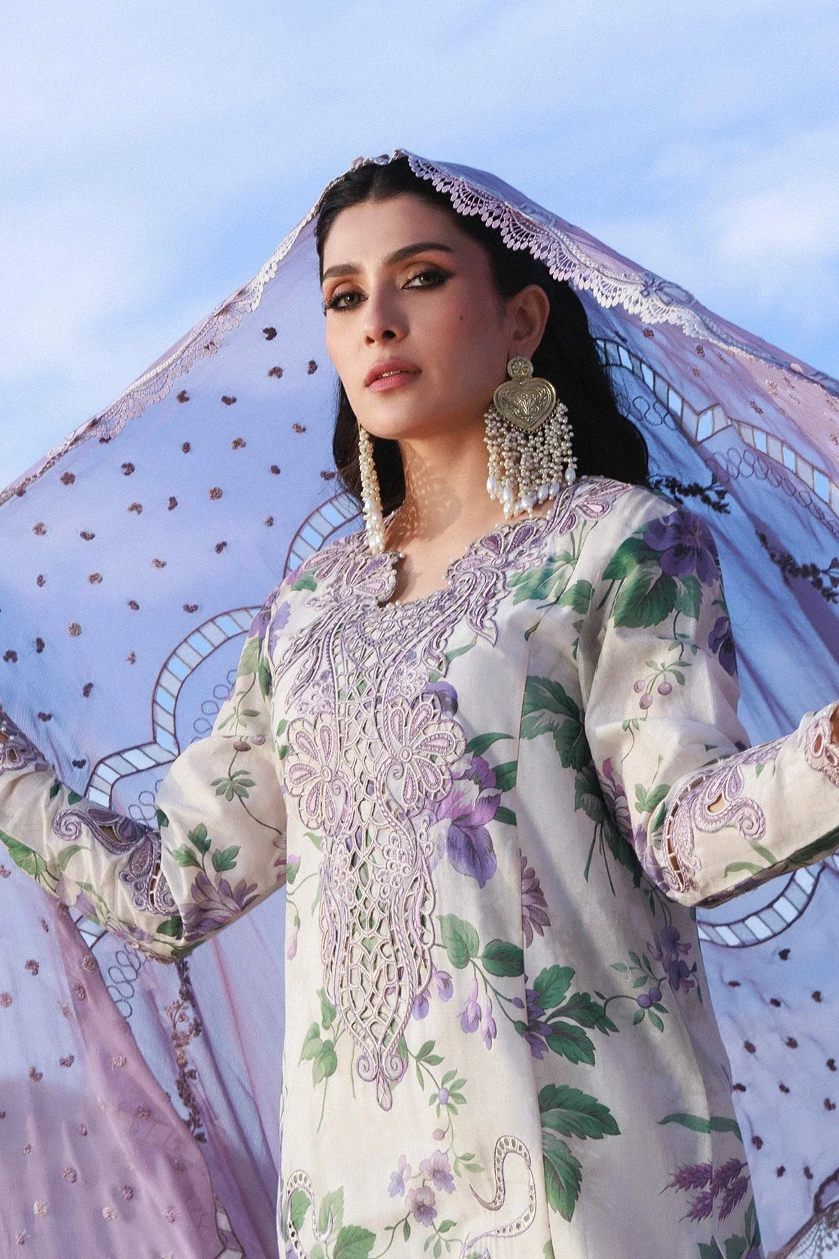 03-Piece Printed Lawn Suit With Embroidery | Ready To Wear